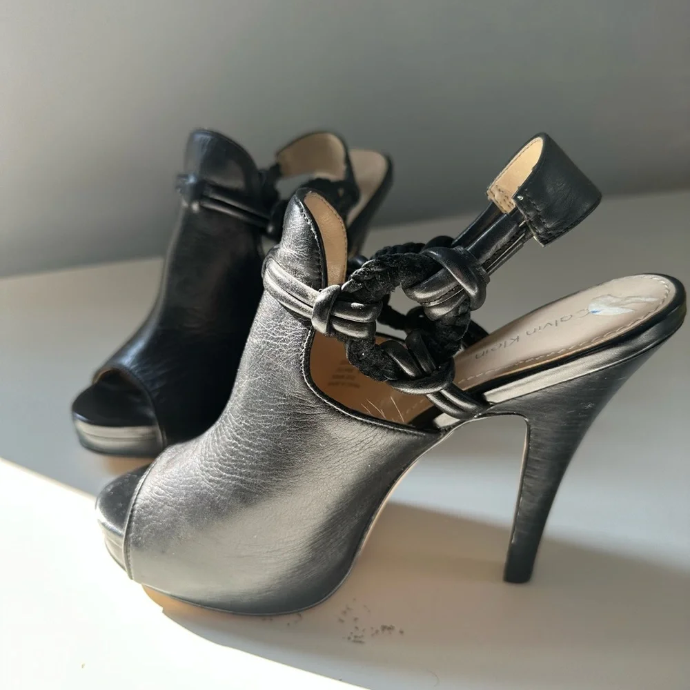 Calvin Klein Black Peep-toe High Heel Juliana 6.5 - Picture 3 of 8